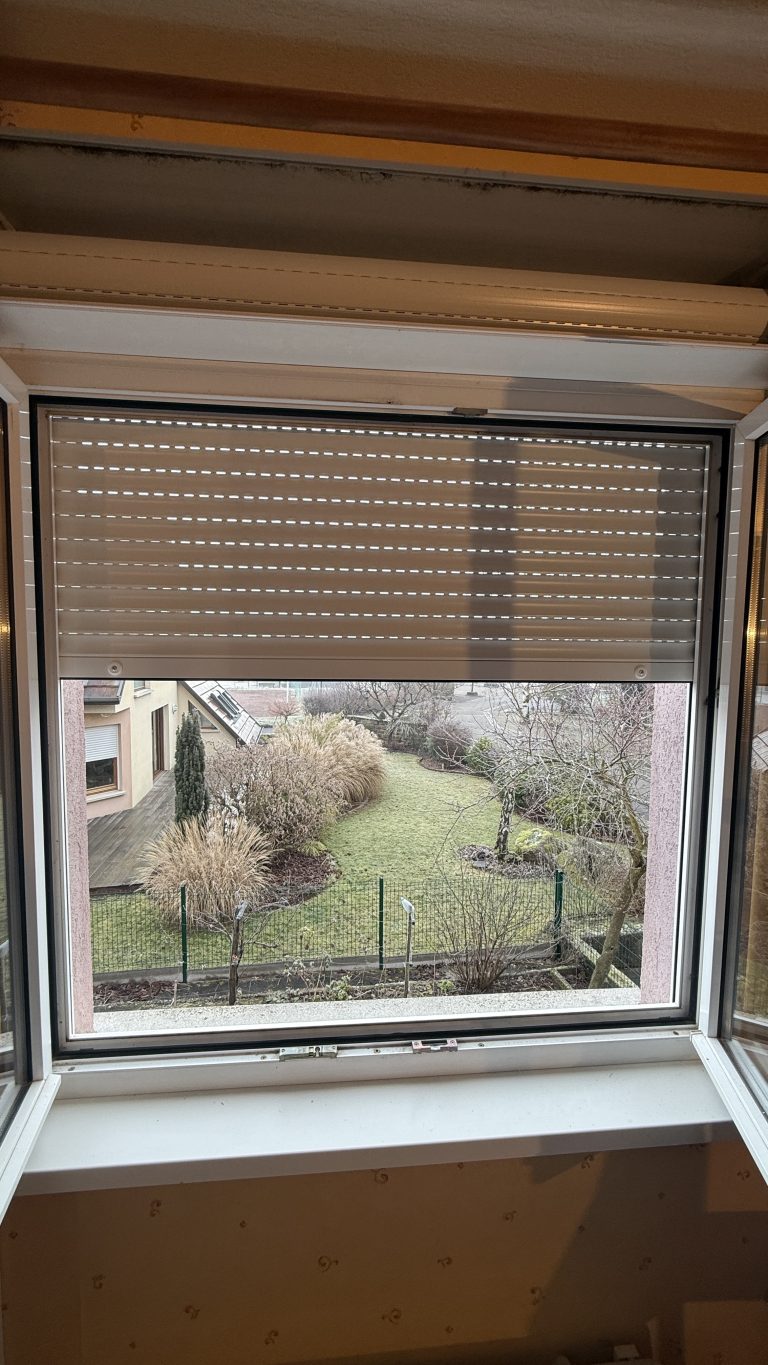 Modernisation moteur Somfy RS 100 et remplacement tablier alu isolé à Orschwiller près de Sélestat